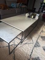 Salontafel van marmer met stalen frame set van 2, Ophalen, 50 tot 100 cm, Zo goed als nieuw, Minder dan 50 cm