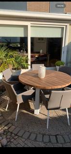 Tuinset teakhout met aluminium, Tuin en Terras, Tuintafels, Ophalen, Gebruikt, Rond, Aluminium