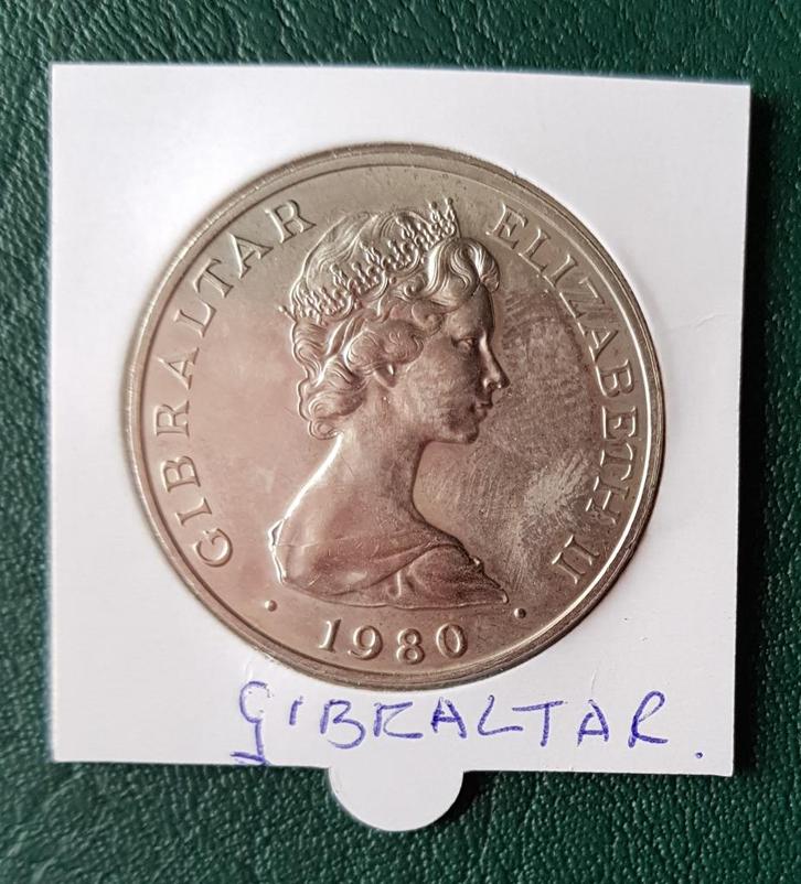 Munt Gibraltar One Crown 1980, Postzegels en Munten, Munten | Europa | Niet-Euromunten, Losse munt, Overige landen, Ophalen of Verzenden