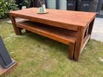 Tuintafel met bijbehorende banken van massief hout 220x97cm, Ophalen, Meer dan 8 zitplaatsen, Steigerhout, Zo goed als nieuw