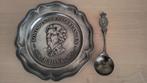 Tinnen bord en lepel Juliana 1948-1973, Antiek en Kunst, Antiek | Tin, Ophalen