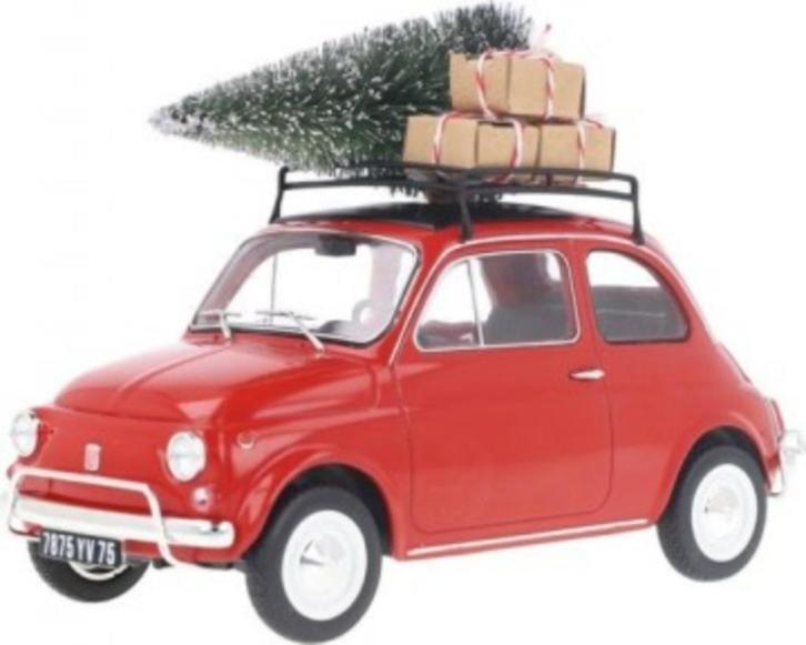 Fiat 500 L 1968 Rood Christmas Model 1/18 Norev 187779, Hobby en Vrije tijd, Modelauto's | 1:18, Nieuw, Auto, Norev, Ophalen of Verzenden
