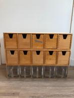 Ikea opbergbakjes (hout en glas) 3 stuks los, Huis en Inrichting, Kasten | Ladekasten, Gebruikt, Glas, 3 of 4 laden, Minder dan 100 cm