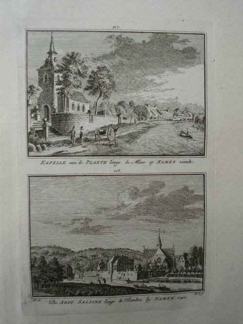 117 / 118 /Namen enKapelle Abdij Salsine Kopergravure 1746, Antiek en Kunst, Kunst | Etsen en Gravures, Ophalen of Verzenden