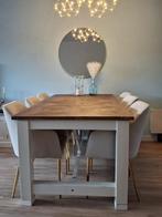 Teakhouten Eettafel Mozaiek met V-poot - 200x100 cm, Huis en Inrichting, Tafels | Eettafels, Ophalen, Gebruikt, Teakhout, 200 cm of meer