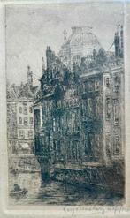 Eugene Rensburg - ets van 'Het Steiger' in oud-Rotterdam, Antiek en Kunst, Kunst | Schilderijen | Klassiek, Ophalen of Verzenden