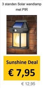 Sunny Solar Deals - 30% Korting op ALLE Solar Wandlampen, Zonne-energie, Minder dan 50 watt, Wandlamp, Nieuw
