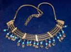 Vaste prijs € 5: Mooie ethnische zilverkl. ketting turquoise, Verzenden, Zo goed als nieuw, Zilver, Overige materialen