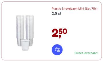 shotglazen Plastic op rol 3cl per glaasje