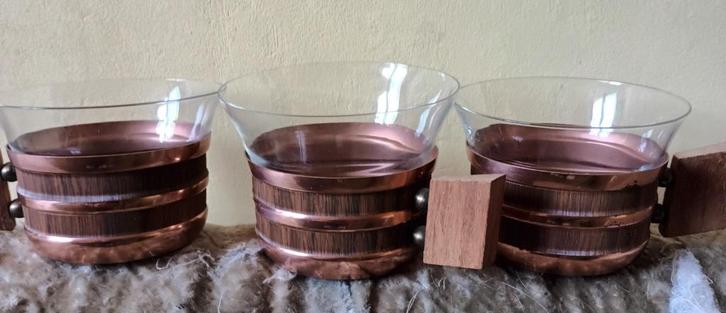Vintage Theeglashouders 3x houder plus 3x glas, Antiek en Kunst, Curiosa en Brocante, Ophalen of Verzenden