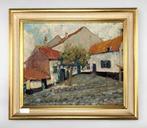 Charmant Dorpszicht - Olieverf op paneel, gesigneerd, Antiek en Kunst, Ophalen