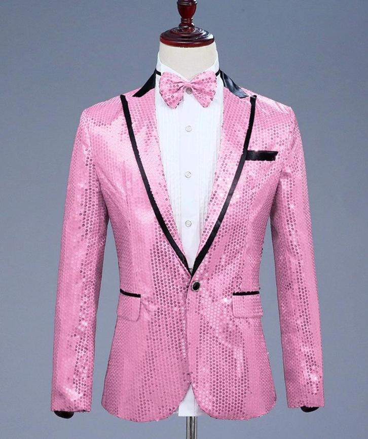 Heren roze paillet glitter colbert mannen blazer jasje, Kleding | Heren, Kostuums en Colberts, Nieuw, Roze, Verzenden