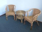 Tuin of slaapkamer rotan stoelen set met tafel, Bijzettafel, Rotan, Zo goed als nieuw, Loungeset