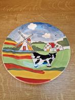 Delfts blauw bord met Hollands tafereel, Ophalen of Verzenden