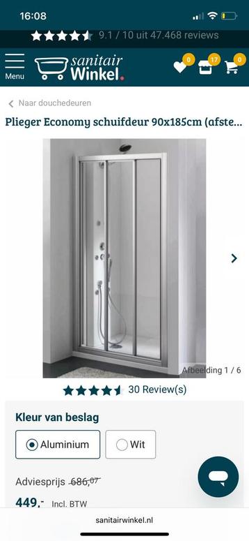 Plieger Economy schuifdeur 90x185cm (afstelbaar 88 - 94 cm) beschikbaar voor biedingen