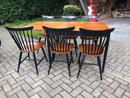 Eettafel + 6 stoelen Tapiovaara/ Fanett teak vintage retro, Huis en Inrichting, Complete eetkamers, Gebruikt, 4 tot 6 stoelen