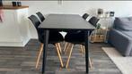 Zwarte JYSK eettafelstoelen met houten poten, Huis en Inrichting, Ophalen, Minder dan 50 cm, Gebruikt, 50 tot 100 cm