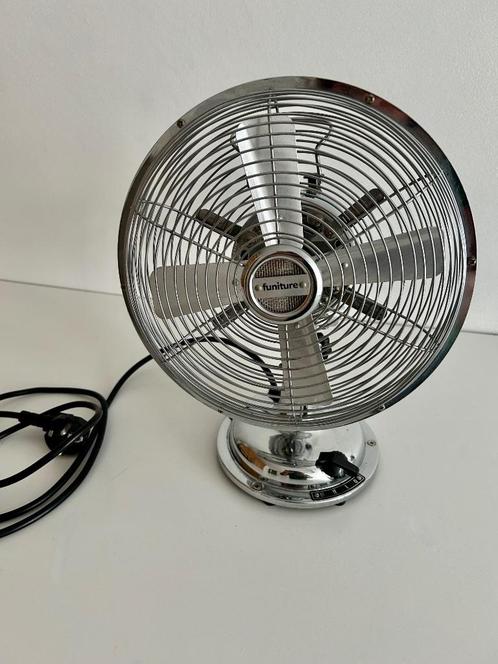 Tafel Ventilator Tafelventilator Vintage Chroom   25 cm, Witgoed en Apparatuur, Ventilatoren, Zo goed als nieuw, Tafelventilator