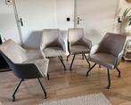 4 eetkamer stoelen grijs met wieltjes., Ophalen, Gebruikt, Grijs, Vier