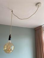 Globe Hanglamp met Touw, Huis en Inrichting, Lampen | Hanglampen, Ophalen of Verzenden, Gebruikt, Glas, Minder dan 50 cm
