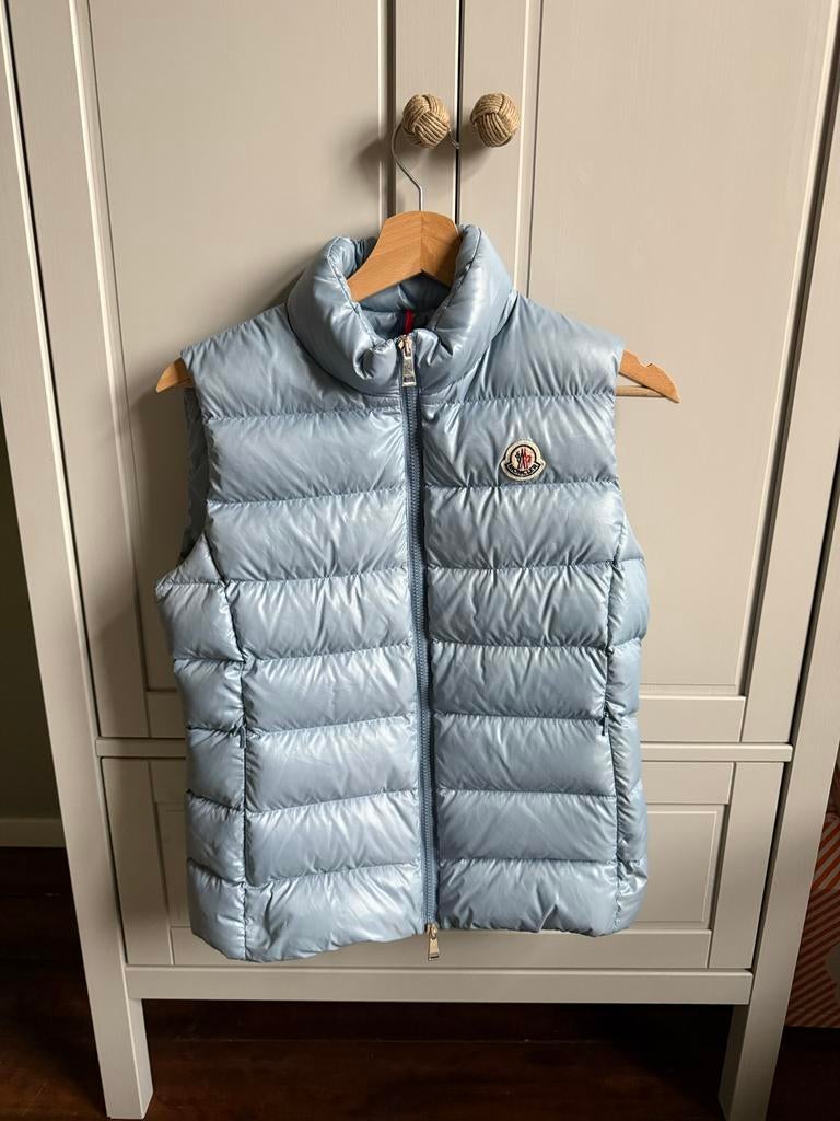 Moncler Bodywarmer Dames XS Lichtblauw, Ophalen of Verzenden, Gedragen, Maat 34 (XS) of kleiner, Blauw