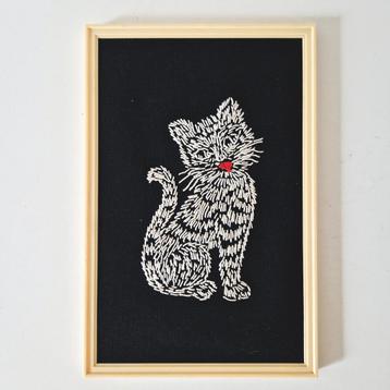 Jaren 50 vintage borduursel lijstje fifties kast schilderijt beschikbaar voor biedingen