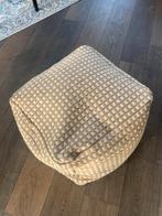 Bruine met beige geblokte jute poef - Kave Home, Ophalen, Zo goed als nieuw, 50 tot 75 cm, Vierkant
