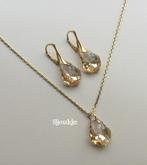 Set oorbellen ketting Swarovski kristal NIEUW goud zilver, Sieraden, Tassen en Uiterlijk, Nieuw, Goud, Goud, Met kristal