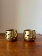 Vintage messing waxinelichthouders met sterretjes, Huis en Inrichting, Woonaccessoires | Kandelaars en Kaarsen, Ophalen, Zo goed als nieuw