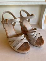 Pump Sandaal met sleehak goud metallic maat 37, Verzenden, Zo goed als nieuw, Overige kleuren, Sandalen of Muiltjes