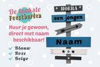 Geboortebord Pijlenbord donker blauw huren jongen of meisje, Ophalen, Zo goed als nieuw, Geboortebord