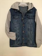 Jeans jasje met hoodie/mouwen grijs jersey Mt 146/152, Ophalen of Verzenden, Zo goed als nieuw, Jongen of Meisje, Jas