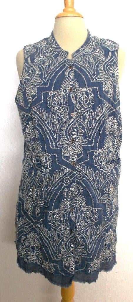 Apart Ibiza/hippie lang bewerkt gilet van Didi! L, Kleding | Dames, Tops, Zo goed als nieuw, Maat 42/44 (L), Blauw, Zonder mouw