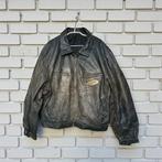 Vintage Jas Mt L Zwart Bruin Leer Moto Biker Style Vincenzo, Maat 52/54 (L), Bruin, Verzenden, Gedragen