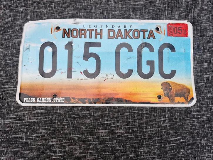 Kentekenplaat North Dakota USA Nummerbord Nummerplaat Licens, Verzamelen, Automerken, Motoren en Formule 1, Gebruikt, Auto's, Ophalen of Verzenden