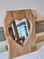 Wand spiegel teak hout met hartspiegel, Ophalen of Verzenden, Zo goed als nieuw