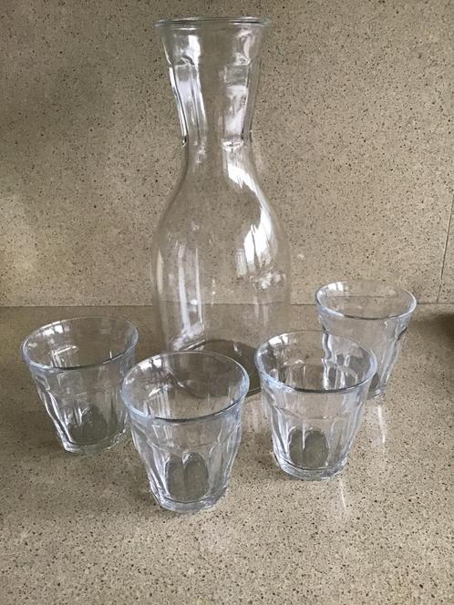 Karaf met 4 glazen van Royal VBK, Verzamelen, Glas en Borrelglaasjes, Nieuw, Waterglas, Ophalen of Verzenden