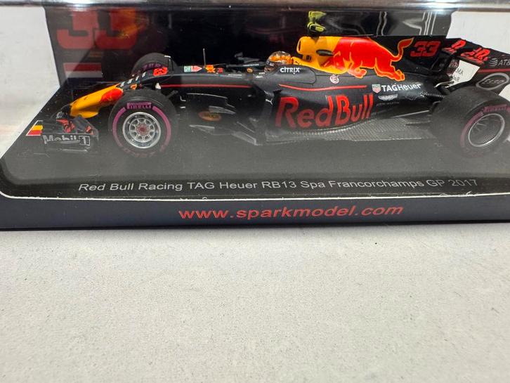 Max Verstappen RB13 1:43 België GP 2017, Hobby en Vrije tijd, Modelauto's | 1:43, Zo goed als nieuw, Auto, Overige merken, Ophalen of Verzenden