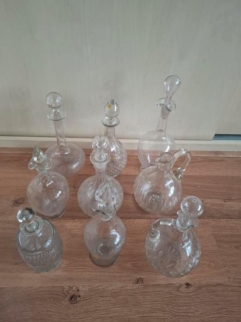 9x Antieke Kristale karaffen met stolpen (prijs alles samen), Antiek en Kunst, Antiek | Glas en Kristal, Ophalen of Verzenden