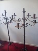 2 Brocante Kaarsenstandaards / kandelaars, Ophalen, Gebruikt, Bruin, Kandelaar