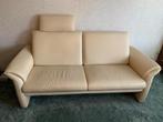 Bank en fauteuil creme leder, Huis en Inrichting, Banken | Bankstellen, Ophalen, Gebruikt, 75 tot 100 cm, Leer