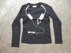 BOEF zwart shirt / longsleeve + opdruk koptelefoon maat 140, Kinderen en Baby's, Gebruikt, BOEF, Ophalen of Verzenden, Shirt of Longsleeve