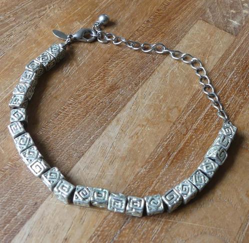 MKM design armband zilverkleurige blokjes, Sieraden, Tassen en Uiterlijk, Armbanden, Gebruikt, Staal, Zilver, Met bedels of kralen