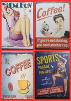 SALE 4 Metalen reclame borden voor 20 € route 66 coffee tiki, Verzamelen, Merken en Reclamevoorwerpen, Nieuw, Ophalen of Verzenden