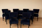 10 donkerblauwe fluwelen eetkamerstoelen, Antiek en Kunst, Ophalen