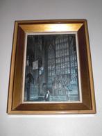 Fraai klein schilderij gebrandschilderd raam kerk goudenrand, Antiek en Kunst, Kunst | Schilderijen | Klassiek, Ophalen of Verzenden