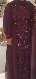 abiye jurk paars aubergine maat 50/52, Galajurk, Verzenden, Paars, Maat 46/48 (XL) of groter