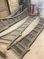 Antieke boerenwagen onderdelen oa 7 zijschotten 2 kratten, Antiek en Kunst, Ophalen of Verzenden