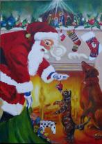 schilderij Kerstman 50x70 cm, Antiek en Kunst, Ophalen