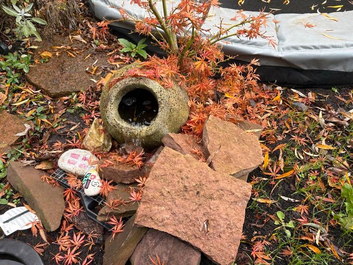 Waterornament vijver met pomp en bak, Tuin en Terras, Waterpartijen en Fonteinen, Gebruikt, Waterornament, Graniet, Ophalen